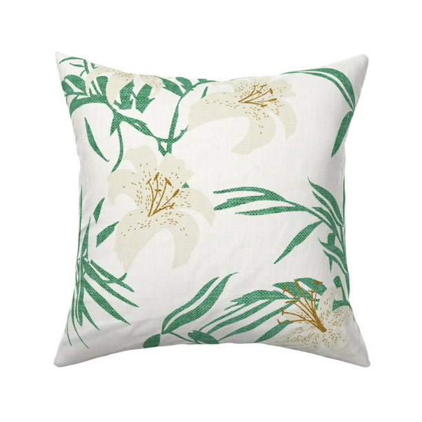 Mod Floral Navy White Flowers Throw Pillow Cover w Optional Insert by Roostery